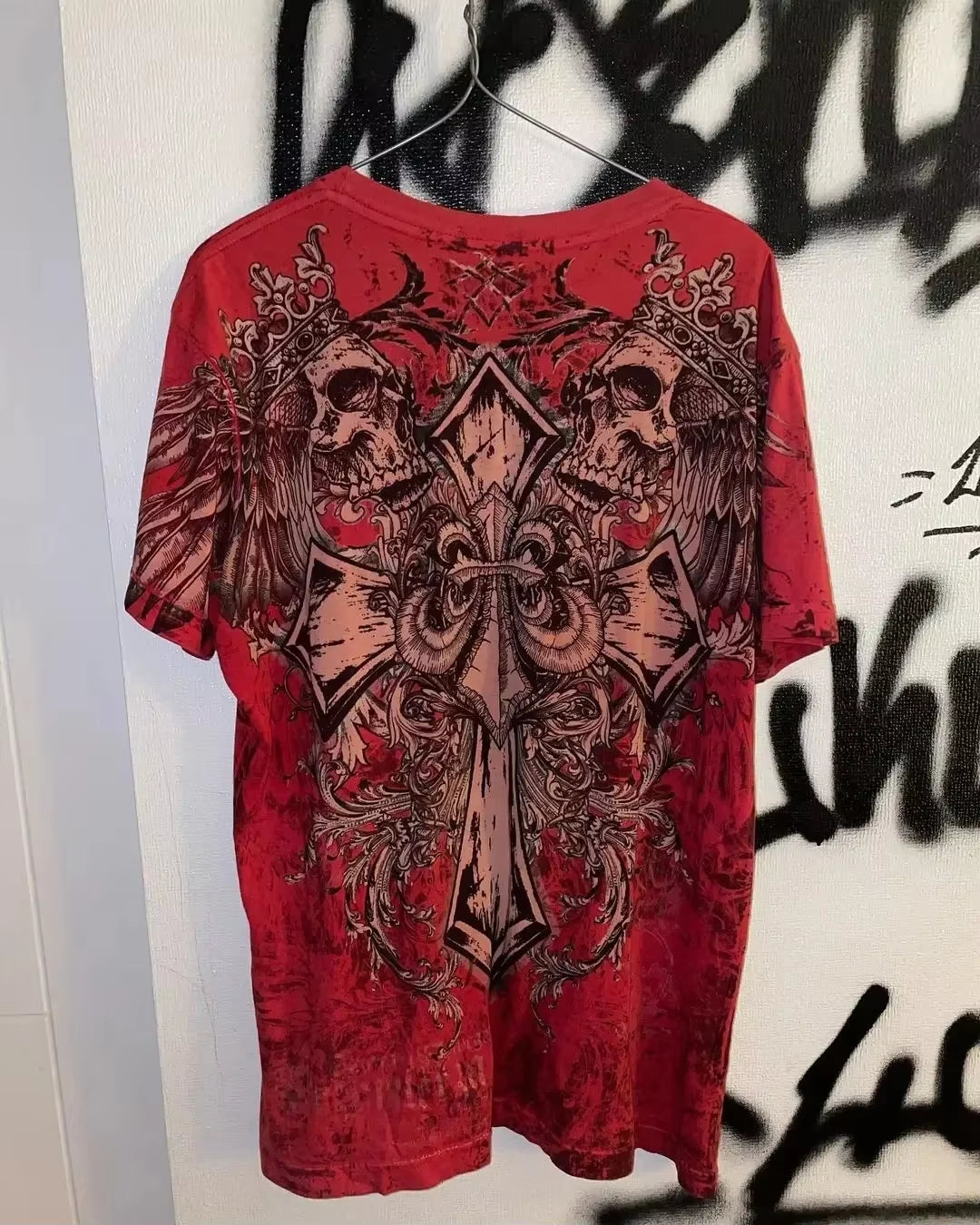 2000S T Shirt Summer New Hip Hop Red round Neck Oversized Long Sleeved T Shirt Men Women Casual Gothic Clothing Tops Streetwear