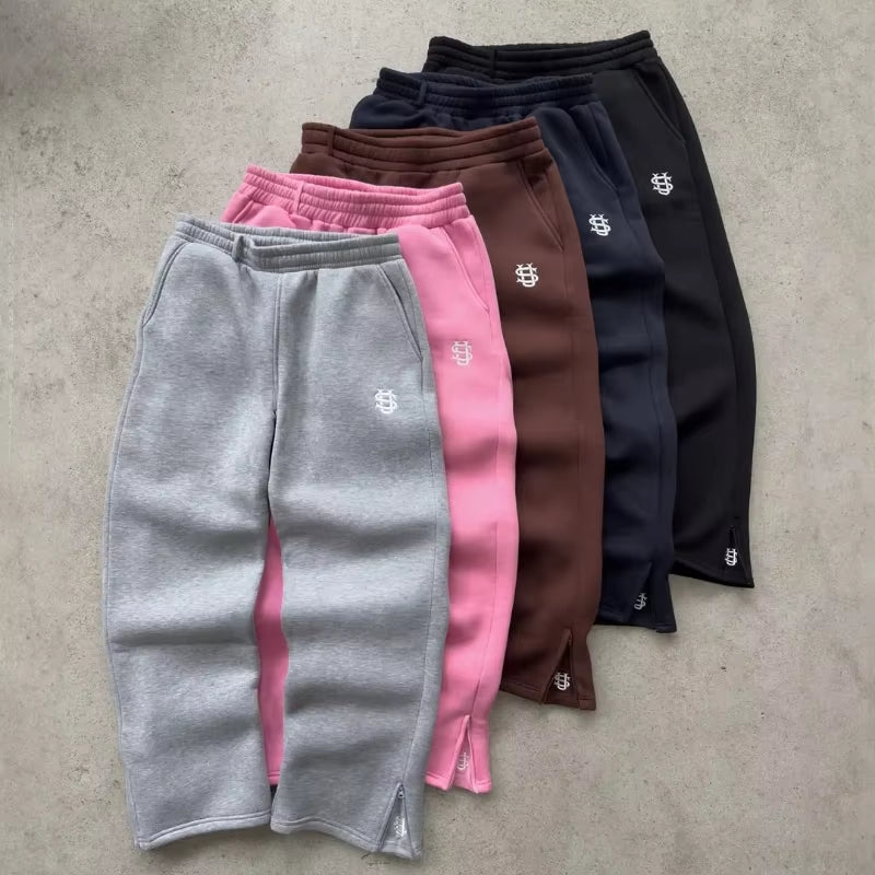 2025 Fashion Embroidery Casual Slim Pants Y2K Street Wearing Solid Color Sport Pants Men and Women Couple Straight Leg Pants Hot