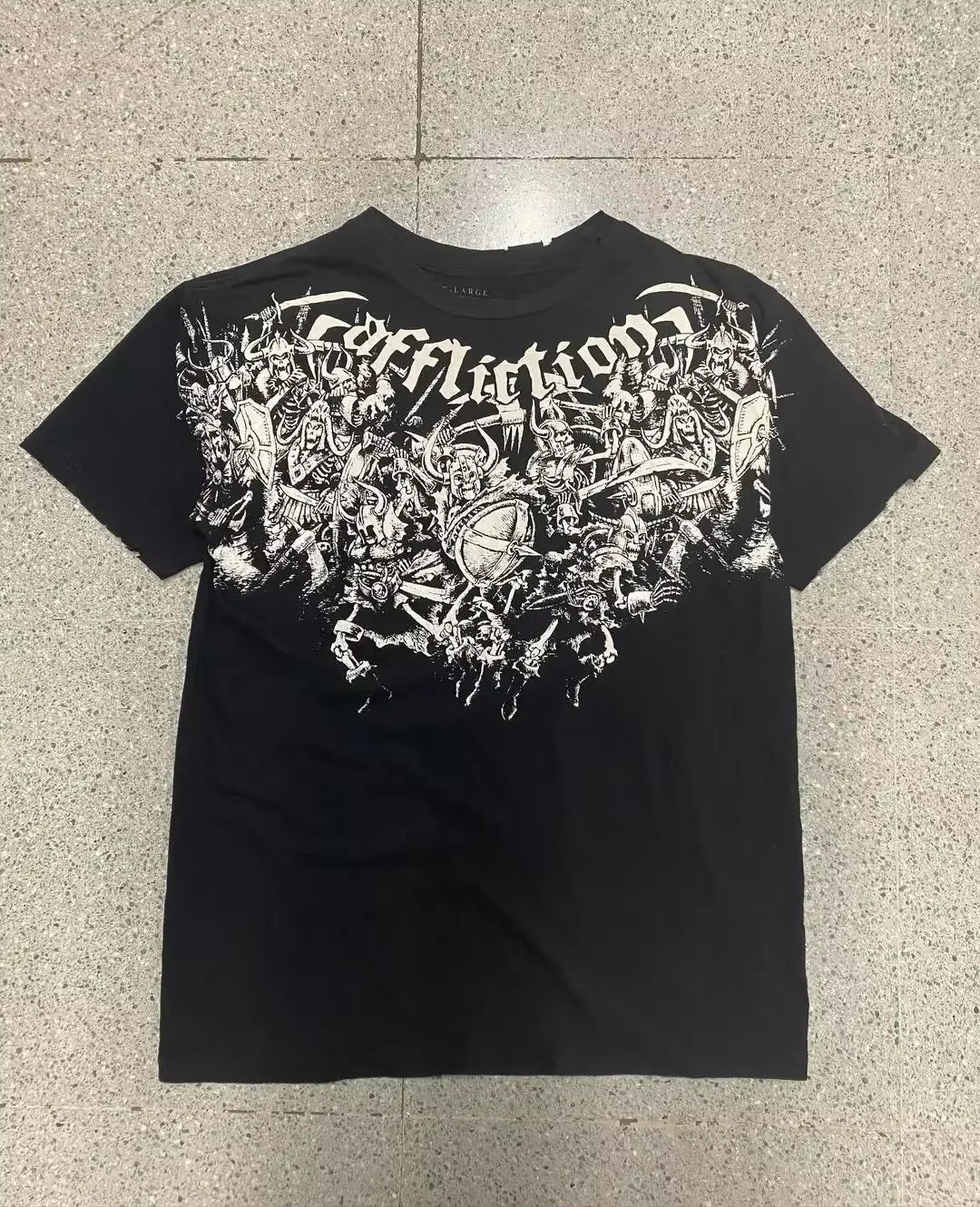 Streetwear Y2K Affliction T Shirts Hip Hop Tee Gothic Skull Cross Print round Neck Oversized Short Sleeve Trendy Graphic Tshirts