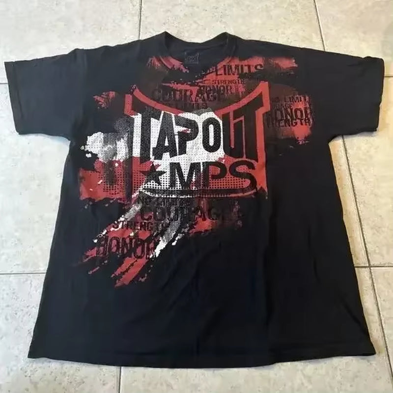 2000S T Shirt Summer New Hip Hop Red round Neck Oversized Long Sleeved T Shirt Men Women Casual Gothic Clothing Tops Streetwear