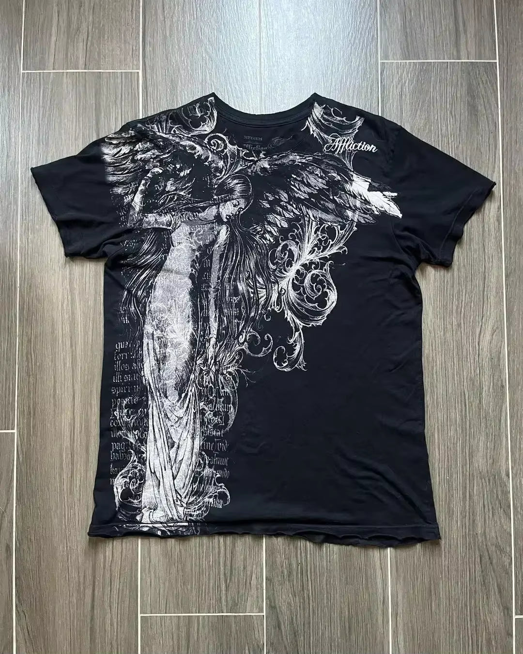 Streetwear Y2K Affliction T Shirts Hip Hop Tee Gothic Skull Cross Print round Neck Oversized Short Sleeve Trendy Graphic Tshirts