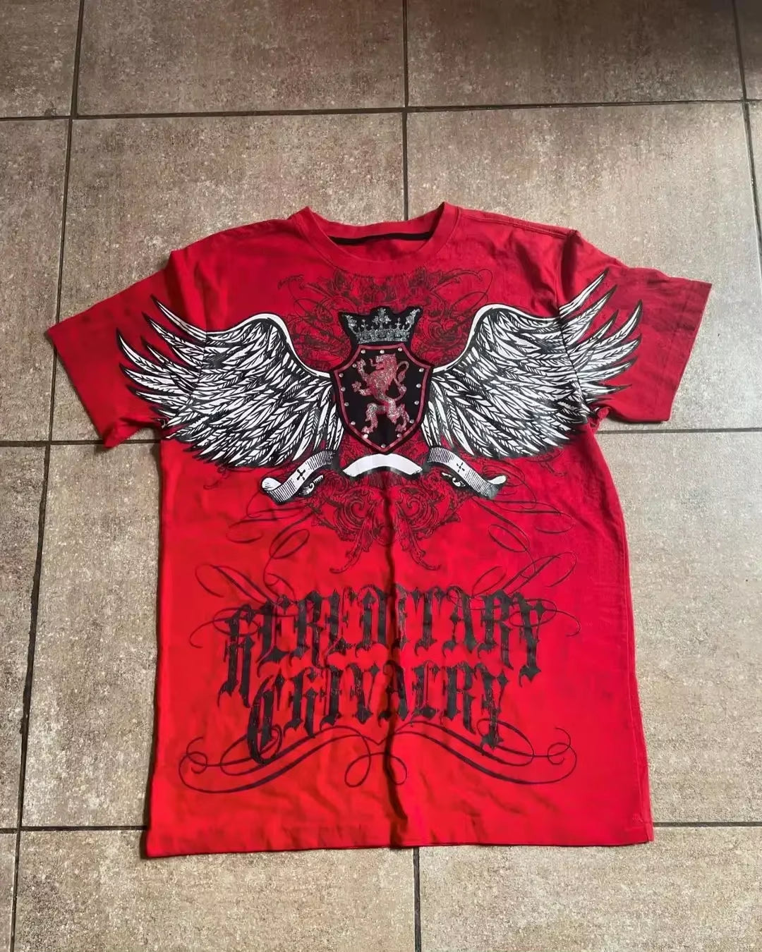 Streetwear Y2K Affliction T Shirts Hip Hop Tee Gothic Skull Cross Print round Neck Oversized Short Sleeve Trendy Graphic Tshirts
