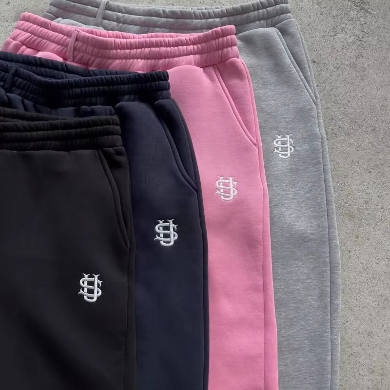 2025 Fashion Embroidery Casual Slim Pants Y2K Street Wearing Solid Color Sport Pants Men and Women Couple Straight Leg Pants Hot