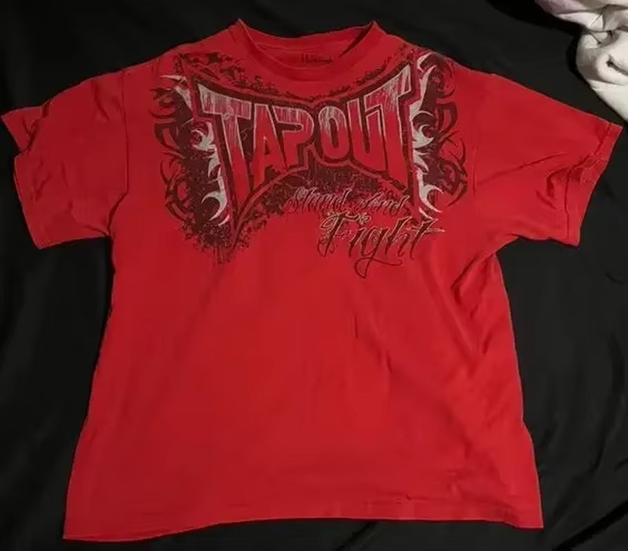 2000S T Shirt Summer New Hip Hop Red round Neck Oversized Long Sleeved T Shirt Men Women Casual Gothic Clothing Tops Streetwear
