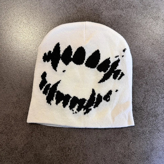 Women Hat Knitting Beanies Goth Tooth Caps Men Y2K Streetwear Winter Fashion Pullover Kpop Harajuku Vintage Warm Hip Hop Unisex